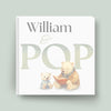 Book cover with two teddy bears and text 'William & Pop' on a light gray background
